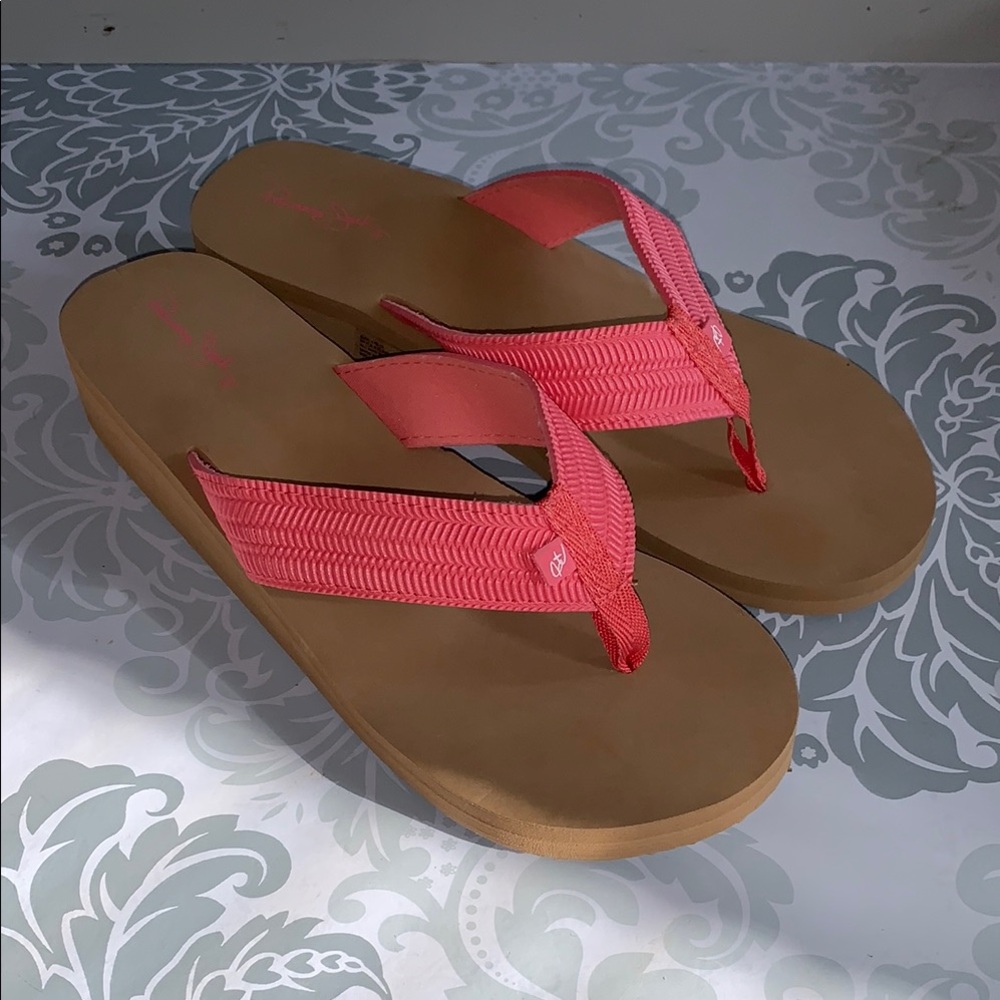 NWOT Panama Jack Coral Pink small platform flip flop thong sandals